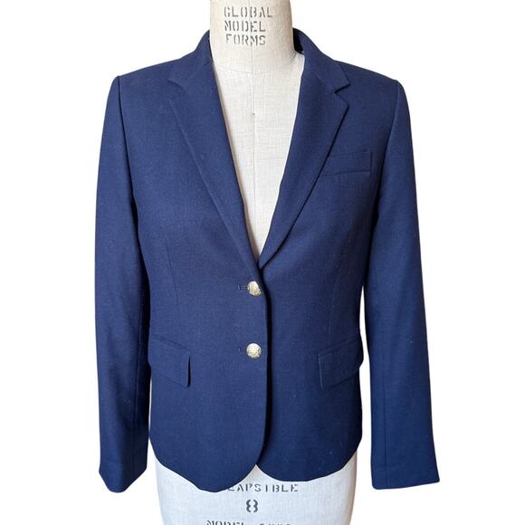 J.Crew Navy Blue Single Breasted Blazer Size 6 - Picture 1 of 9